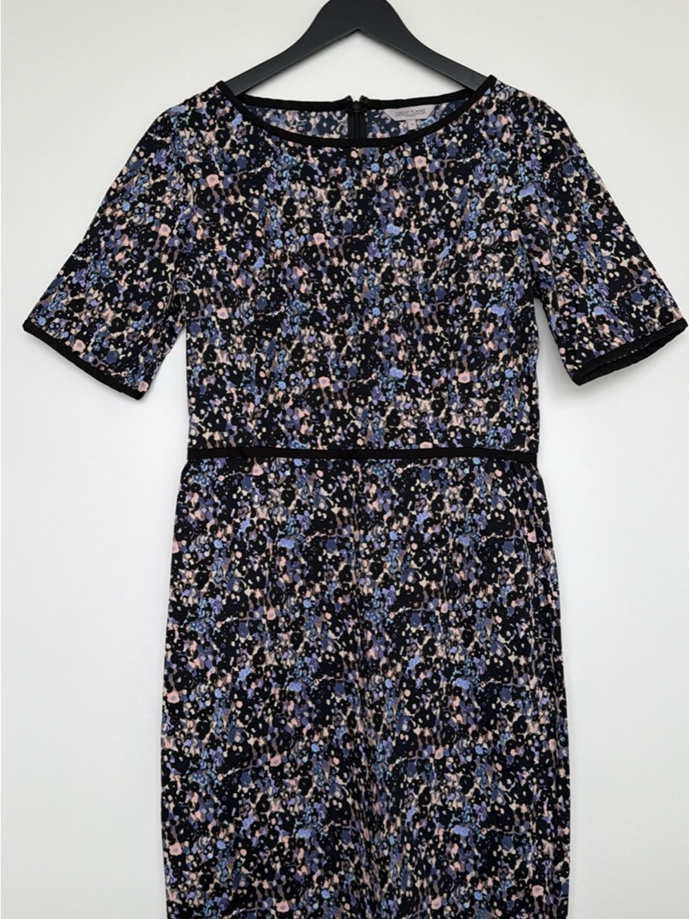 Great Plains Floral Print Midi Dress in Black, Blue & Cream